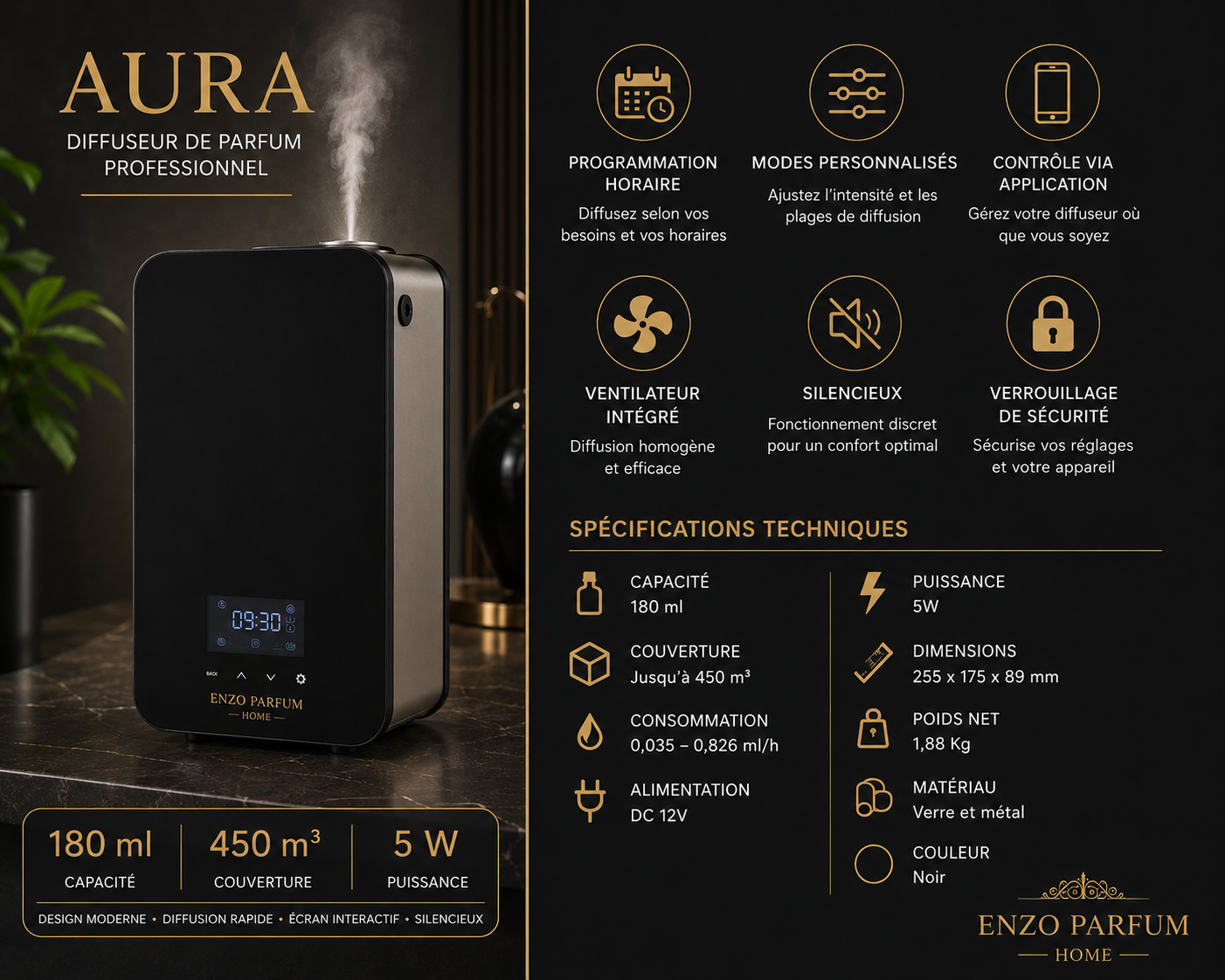 Diffuseur de parfum professionnel Aura – Enzo Parfum